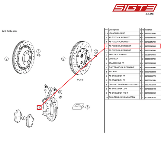 AS FIXED CALIPER RIGHT - 99735245890 [PORSCHE 997.2 GT3 Cup]
