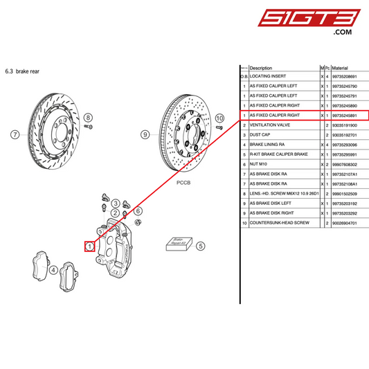 AS FIXED CALIPER RIGHT - 99735245891 [PORSCHE 997.2 GT3 Cup]