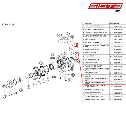 SHIELD ROTATION-RATE SENSOR RIGHT - 99735282290 [PORSCHE 997.2 GT3 Cup]
