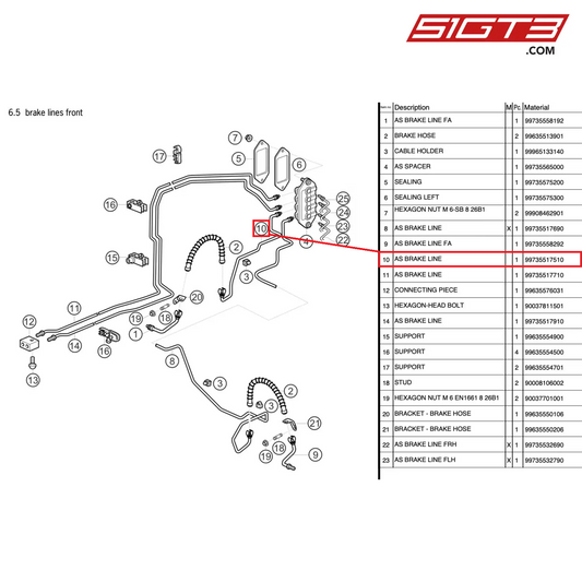 AS BRAKE LINE - 99735517510 [PORSCHE 997.2 GT3 Cup]