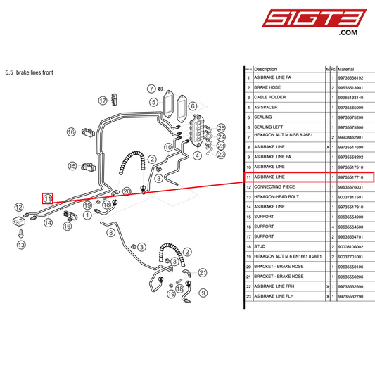 AS BRAKE LINE - 99735517710 [PORSCHE 997.2 GT3 Cup]