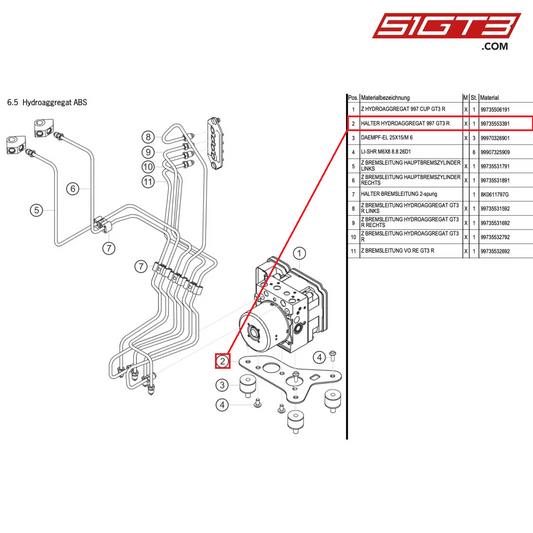HOLDER HYDRAULIC UNIT - 99735553391 [PORSCHE 997.1 GT3 R]