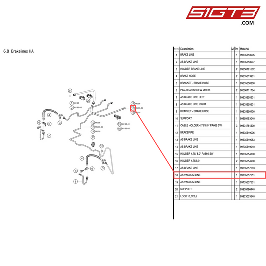 AS VACUUM LINE - 99735557551 [PORSCHE 996 GT3 Cup]