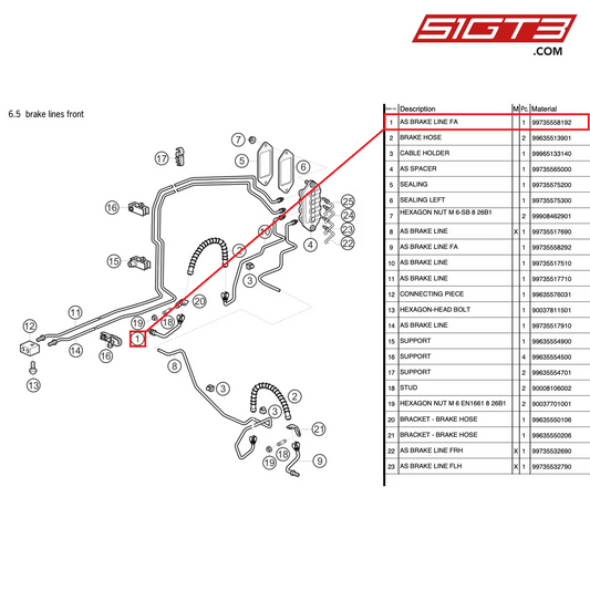 AS BRAKE LINE FA - 99735558192 [PORSCHE 997.2 GT3 Cup]