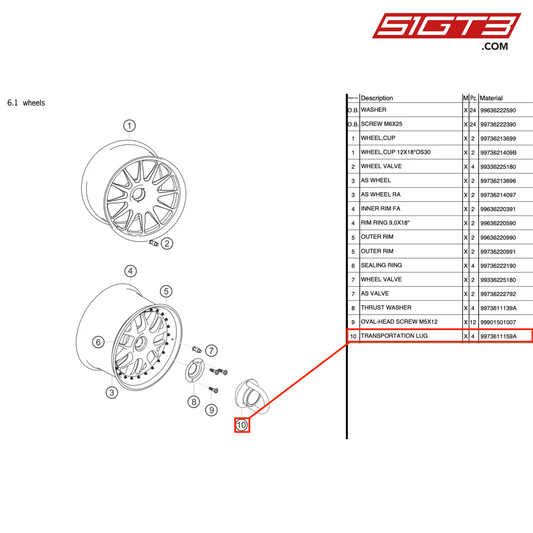 TRANSPORTATION LUG - 9973611159A [PORSCHE 997.2 GT3 Cup]