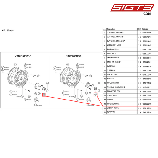 LUG NUT M22X1,5 - 99736167570 [PORSCHE 996 GT3 Cup]