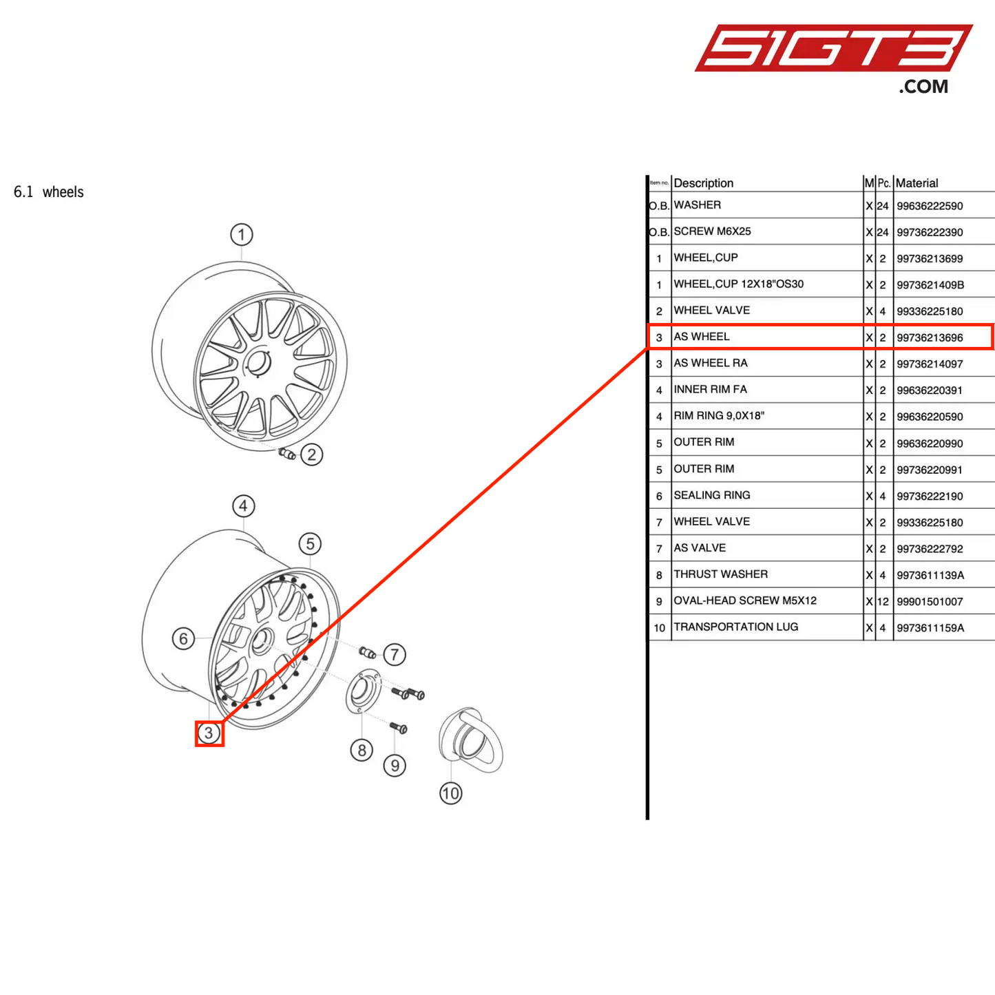 AS WHEEL - 99736213696 [PORSCHE 997.2 GT3 Cup]