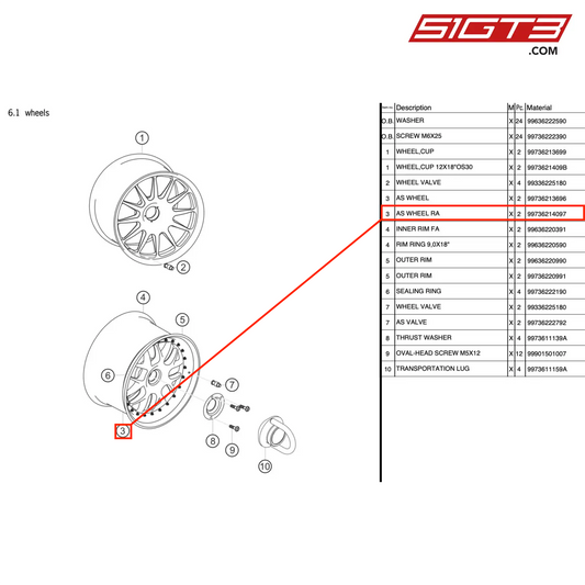 AS RUOTA RA - 99736214097 [PORSCHE 997.2 GT3 Cup]