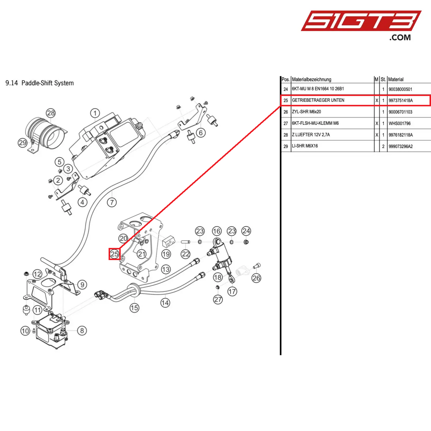 TRANSMISSION BRACKETLOWER - 9973751418A [PORSCHE 997.1 GT3 R]