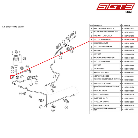 AS CLUTCH LINE FRONT - 99742310712 [PORSCHE 997.2 GT3 Cup]