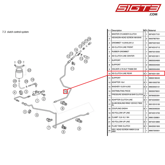 AS KUPPLUNGSLEITUNG HINTEN - 99742311391 [PORSCHE 997.2 GT3 Cup]