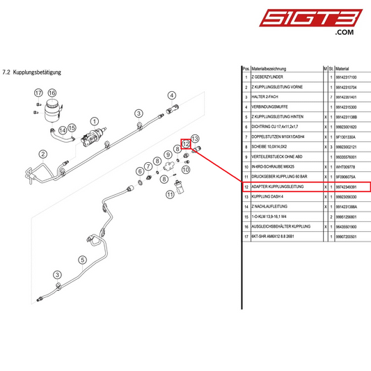 ADAPTER CLUTCH LINE - 99742349391 [PORSCHE 991.1 GT3 Cup (2014)]