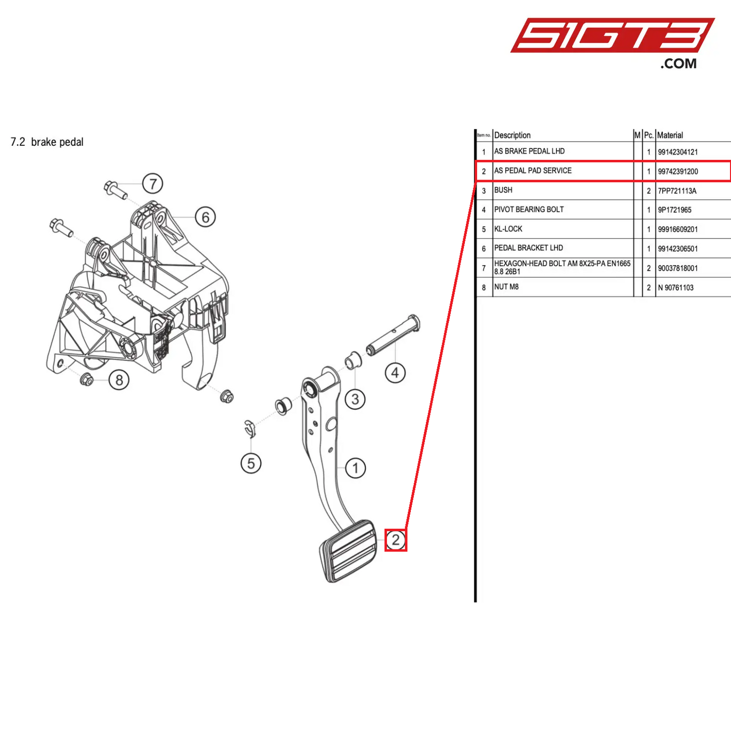 AS PEDAL PAD SERVICE - 99742391200 [PORSCHE 718 Cayman GT4 RS Clubsport]