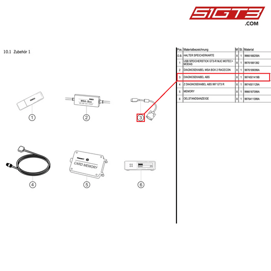 DIAGNOSTIC CABLE ABS - 9974501419B [PORSCHE 997.1 GT3 R]