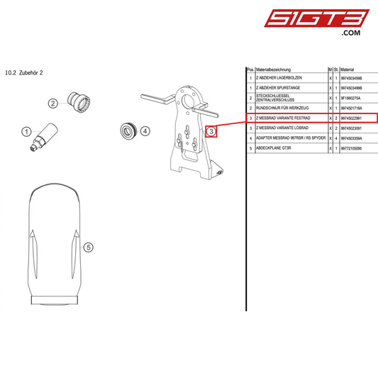 AS SET-UP WHEEL - 99745022991 [PORSCHE 997.1 GT3 R]