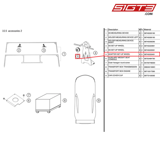 ADAPTER SET-UP WHEEL - 99745033491 [PORSCHE 997.2 GT3 Cup]