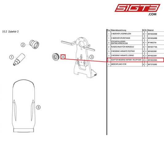 ADAPTER SET-UP WHEEL - 9974503359A [PORSCHE 997.1 GT3 R]