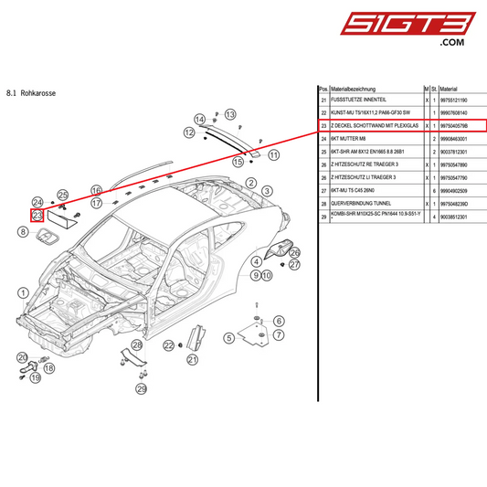 AS リッドバルクヘッド - 9975040579B [ポルシェ 997.1 GT3 R]