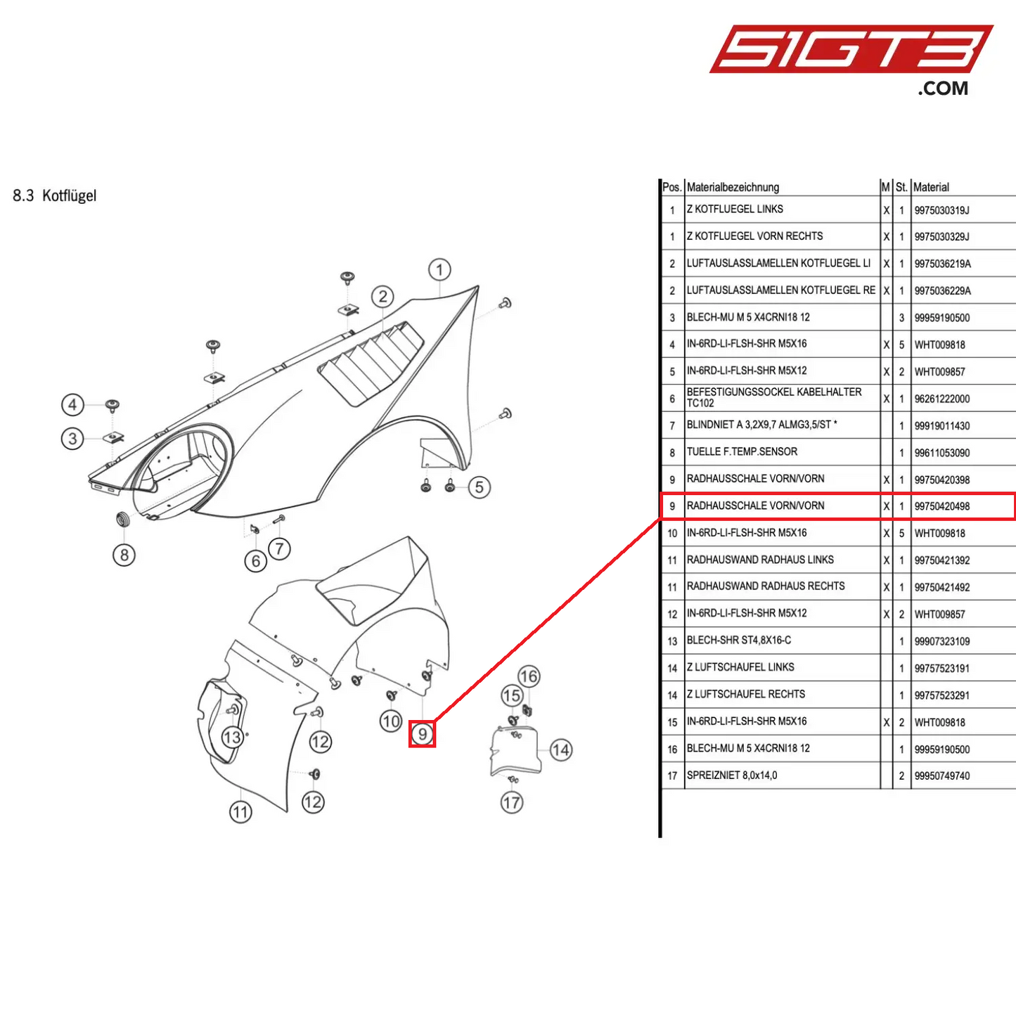 FENDER SHIELD - 99750420498 [PORSCHE 997.1 GT3 R]