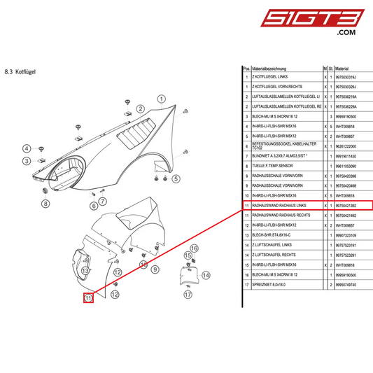 WHEEL-HOUSE PANEL WHEEL HOUSE LEFT - 99750421392 [PORSCHE 997.1 GT3 R]