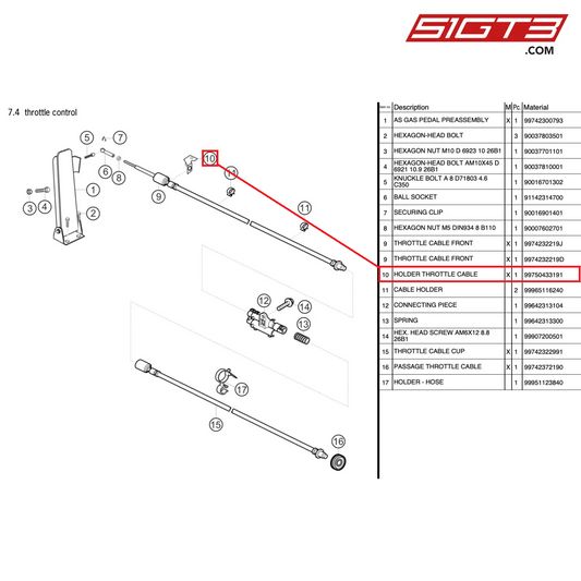 HALTER GASZUG - 99750433191 [PORSCHE 997.2 GT3 Cup]