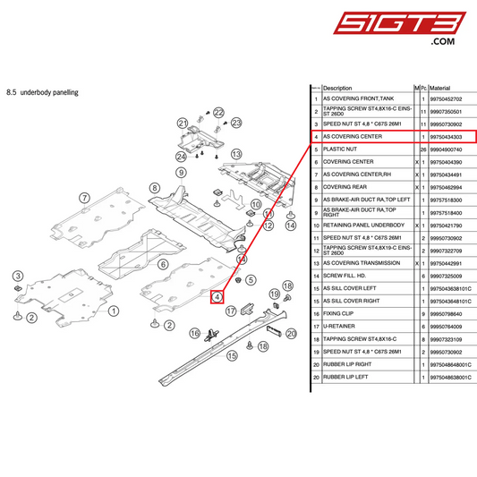 AS ABDECKZENTRUM - 99750434303 [PORSCHE 997.2 GT3 Cup]
