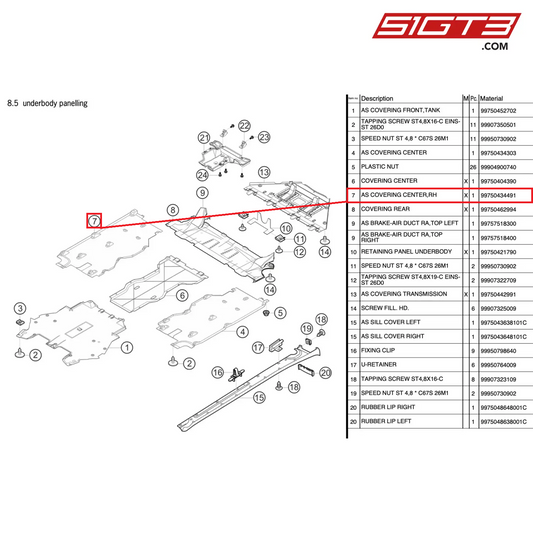 AS COVERING CENTER,RH - 99750434491 [PORSCHE 997.2 GT3 Cup]