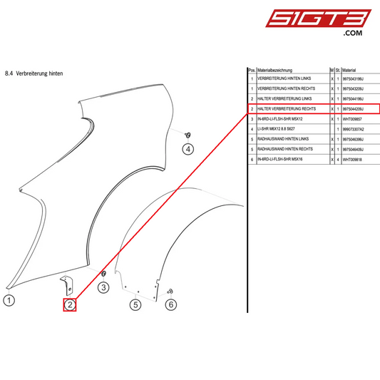 SUPPORT ÉVASÉ DROIT - 9975044209J [PORSCHE 997.1 GT3 R]