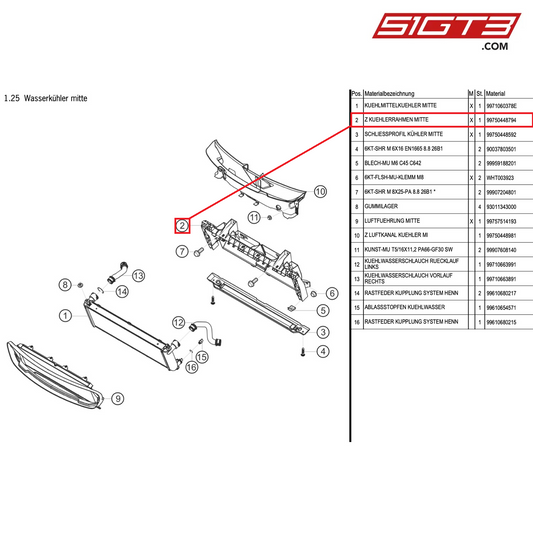 AS RADIATOR FRAME CENTER - 99750448794 [PORSCHE 997.1 GT3 R]