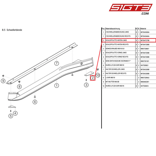 GRINDING PLATE LH - 9975047279B [PORSCHE 997.1 GT3 R]