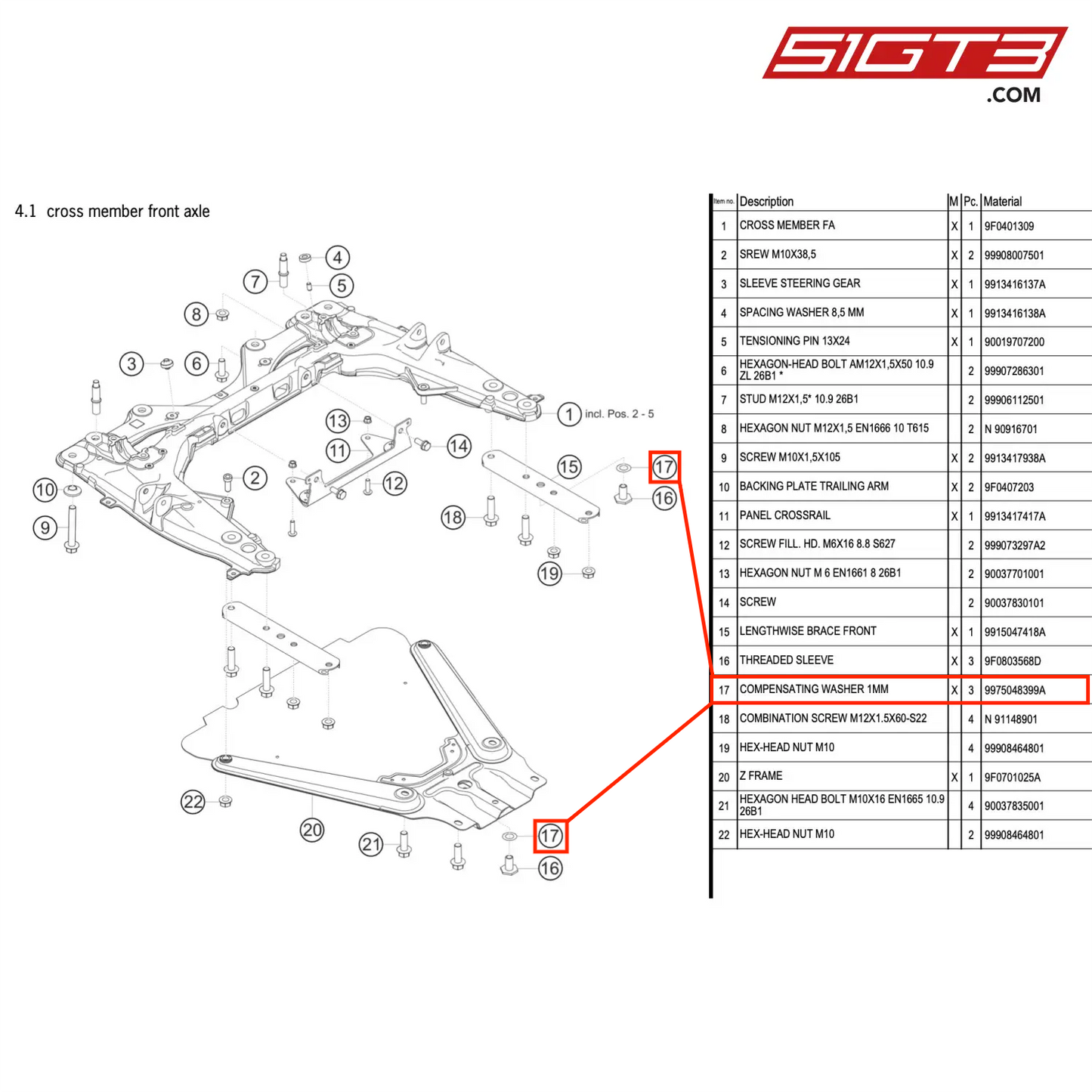 COMPENSATING WASHER 1MM - 9975048399A [PORSCHE 911 GT3 R Type 991 (GEN 2)]