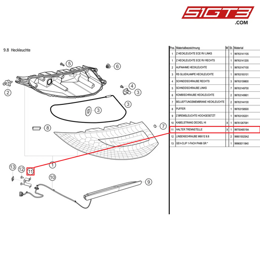 HOLDER SEPARATOR - 9975048519A [PORSCHE 997.1 GT3 R]
