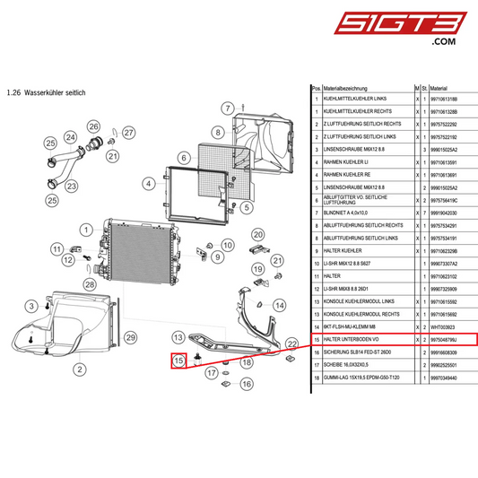 HOLDER UNDERBODY,FRONT - 9975048799J [PORSCHE 997.1 GT3 R]
