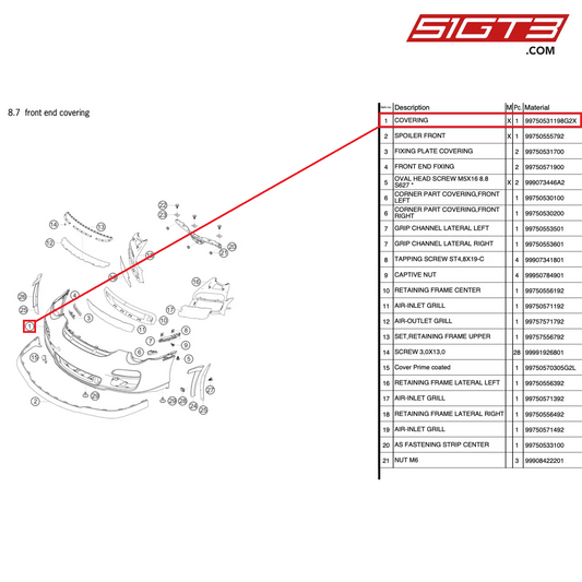 COPERTURA - 99750531198G2X [PORSCHE 997.2 GT3 Cup]