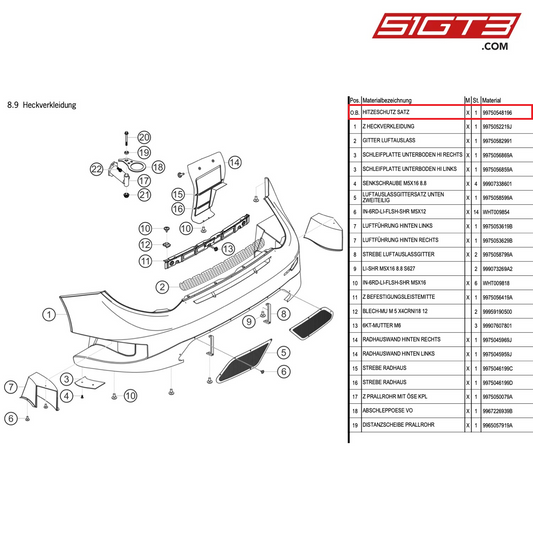 ENSEMBLE DE BOUCLIER THERMIQUE - 99750548196 [PORSCHE 997.1 GT3 R]