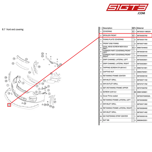 SPOILER FRONT - 99750555792 [PORSCHE 997.2 GT3 Cup]