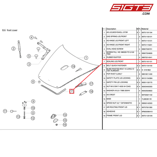 DICHTUNG DECKEL, VORN - 99751161101 [PORSCHE 997.2 GT3 Cup]