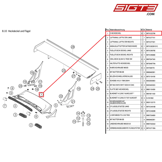 COUVERCLE ARRIÈRE - 99751222798 [PORSCHE 997.1 GT3 R]