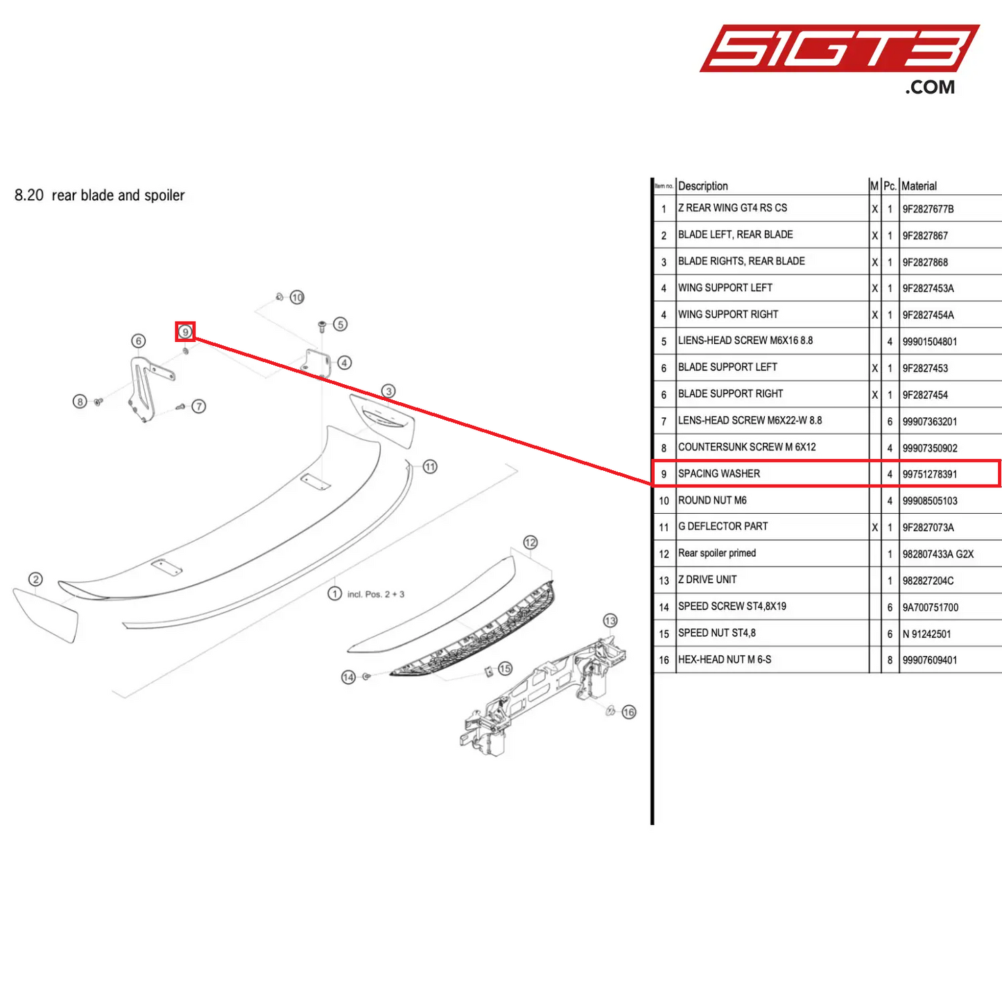 SPACING WASHER - 99751278391 [PORSCHE 718 Cayman GT4 RS Clubsport]