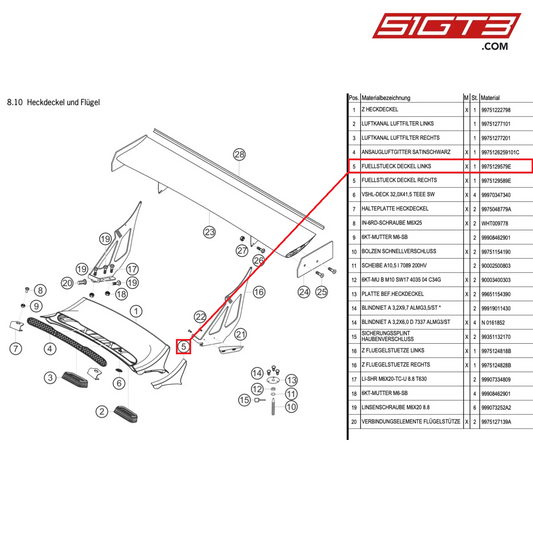 COUVERCLE DE REMPLISSAGE GAUCHE - 9975129579E [PORSCHE 997.1 GT3 R]