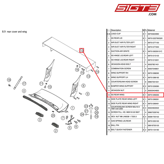 ALA POSTERIORE - 99751299293 [PORSCHE 997.2 GT3 Cup]