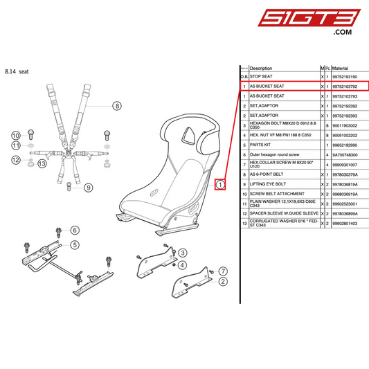 AS SEDILE A SECCHIO - 99752103792 [PORSCHE 997.2 GT3 Cup]