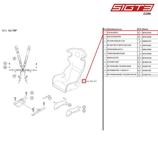 AS BUCKET SEAT - 99752103792 [PORSCHE Cayman 981 GT4 Clubsport]