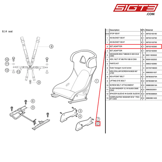 SET,ADAPTOR - 99752192392 [PORSCHE 997.2 GT3 Cup]