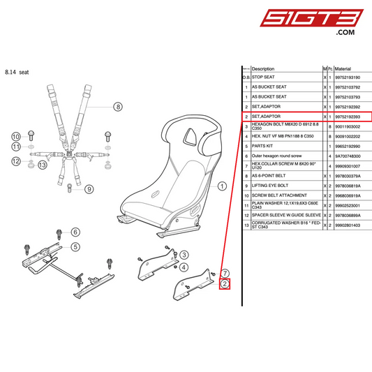 SET,ADAPTOR - 99752192393 [PORSCHE 997.2 GT3 Cup]
