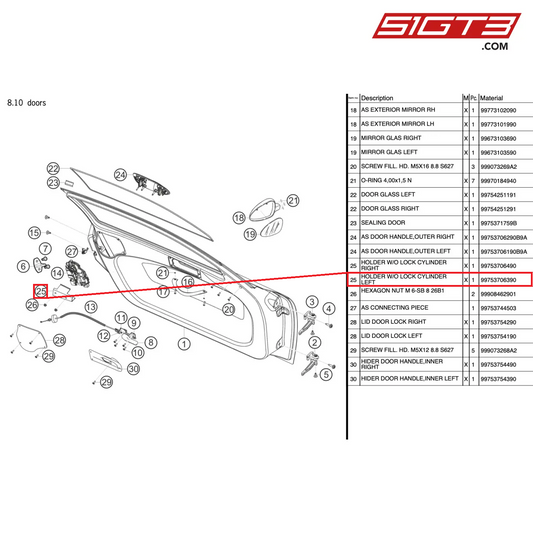 HOLDER W/O LOCK CYLINDER LEFT - 99753706390 [PORSCHE 997.2 GT3 Cup]