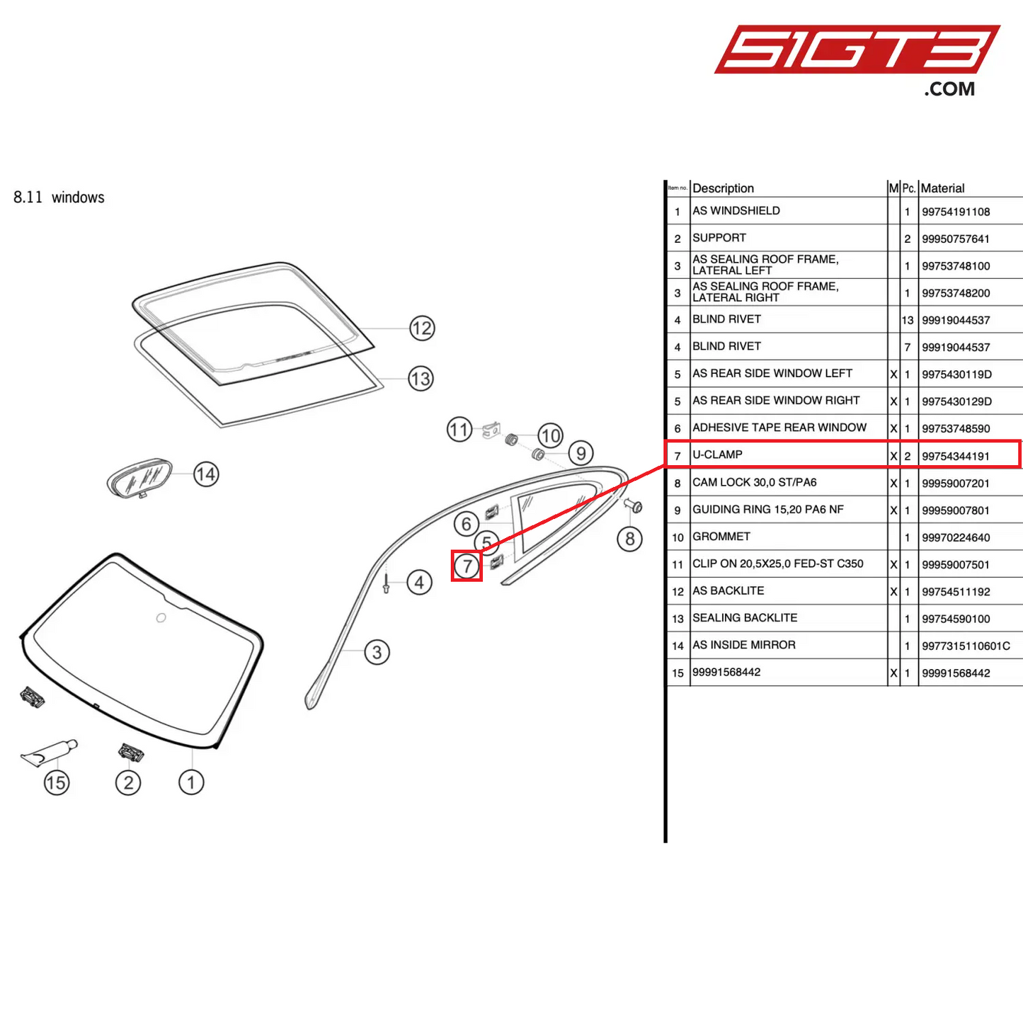 U-CLAMP - 99754344191 [ポルシェ 997.2 GT3 カップ]