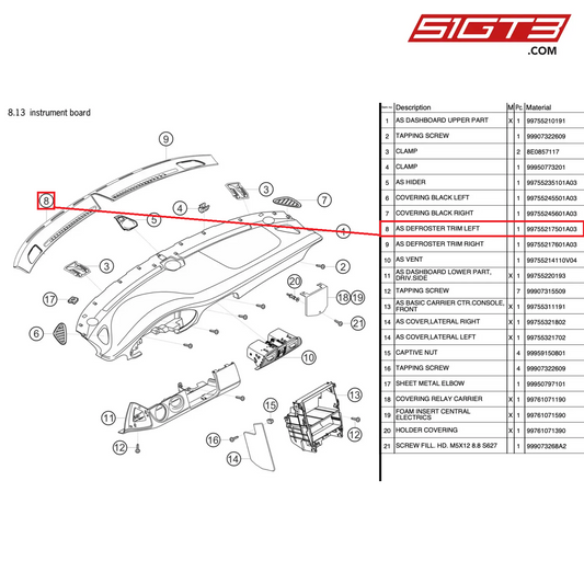 AS ENTEISCHUNG ZIERLEISTE LINKS - 99755217501A03 [PORSCHE 997.2 GT3 Cup]