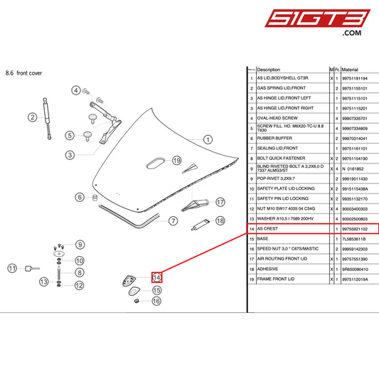 AS CREST - 99755921102 [PORSCHE 997.2 GT3 Cup]