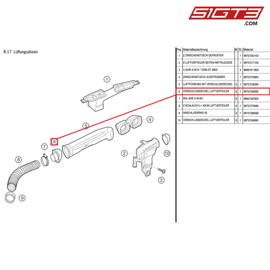 Bouchon de fermeture du distributeur d'air - 99757246590 [PORSCHE 997.1 GT3 R]